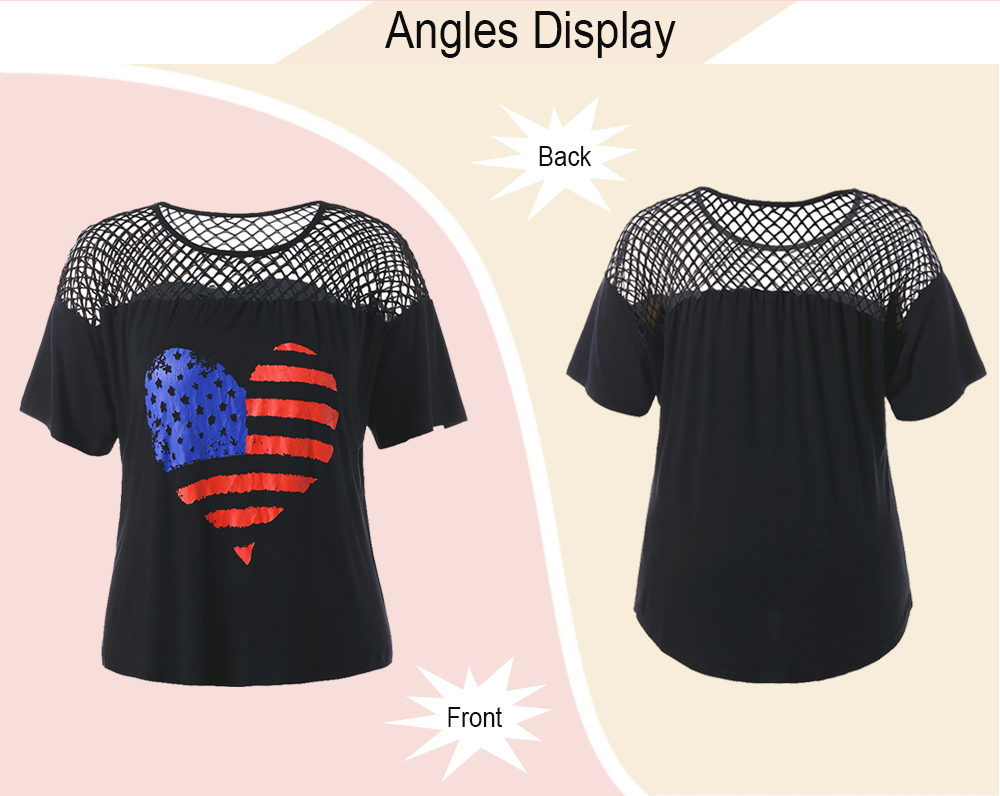 Plus Size American Flag Print Long Tee