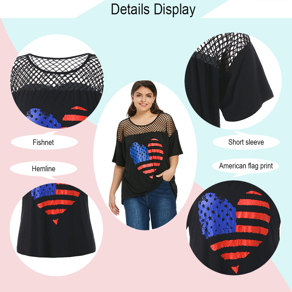 Plus Size American Flag Print Long Tee