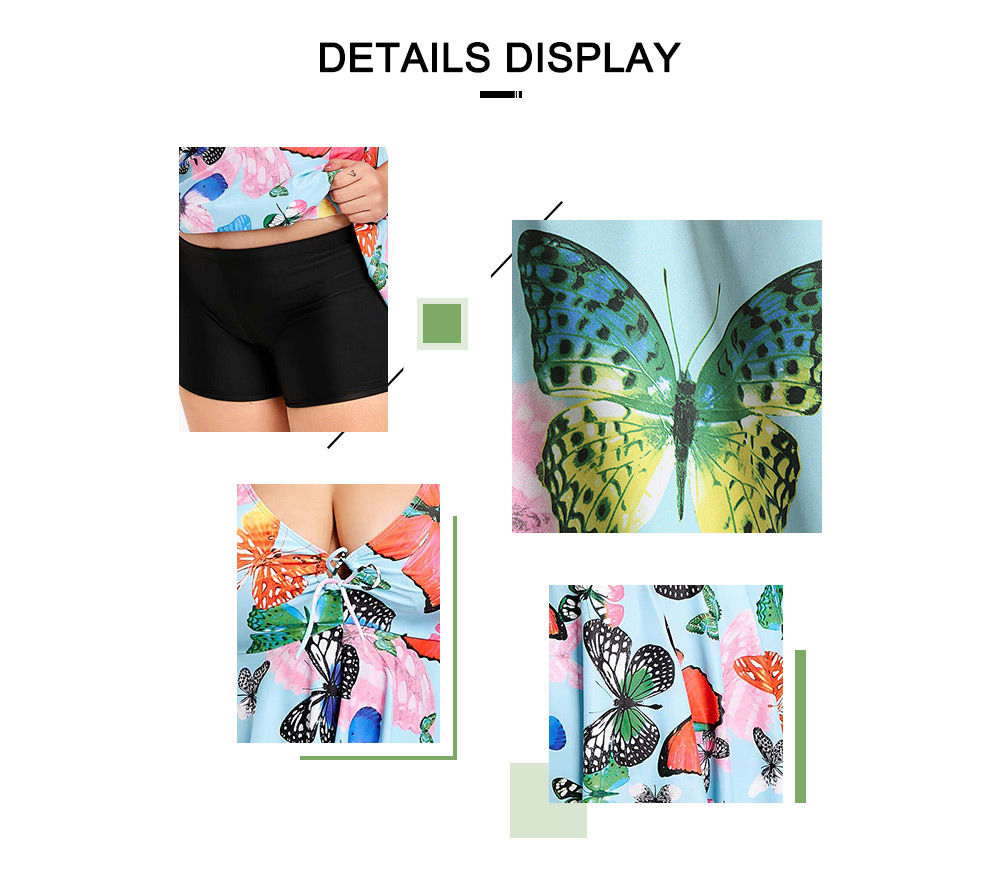 Butterfly Print Handkerchief Plus Size Tankini Set