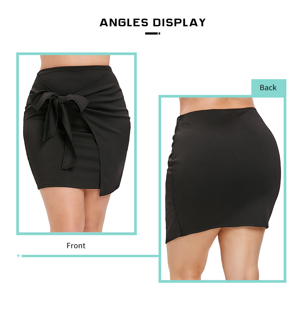 Plus Size Knotted Solid Mini Skirt