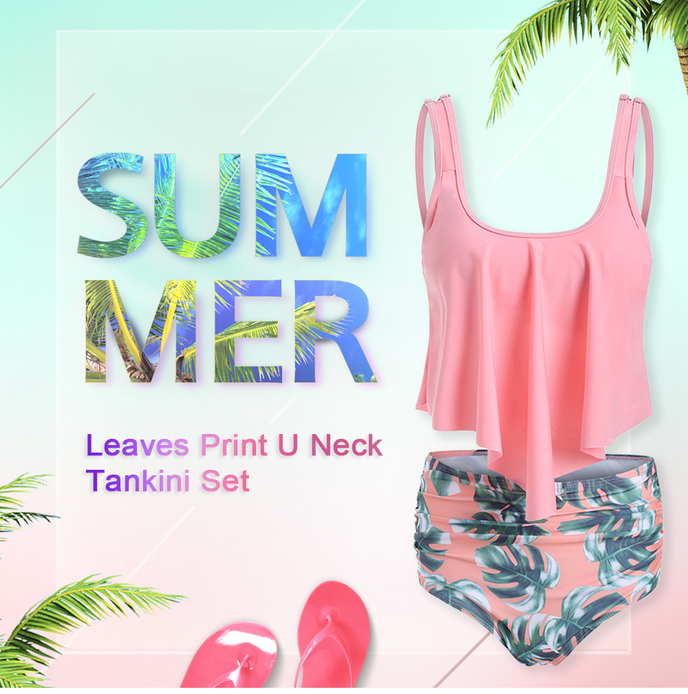 Floral Print U Neck Tankini Set