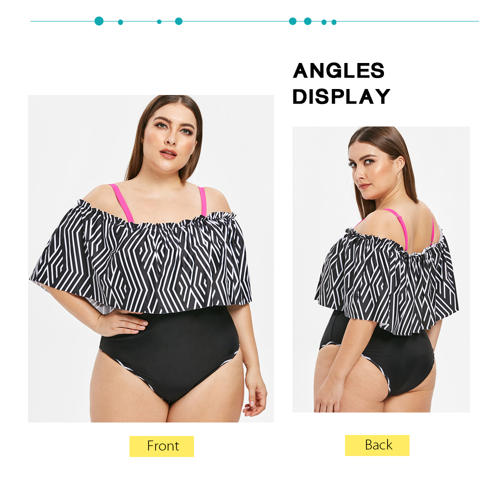 Plus Size Geometric Pattern Padded Swimwear