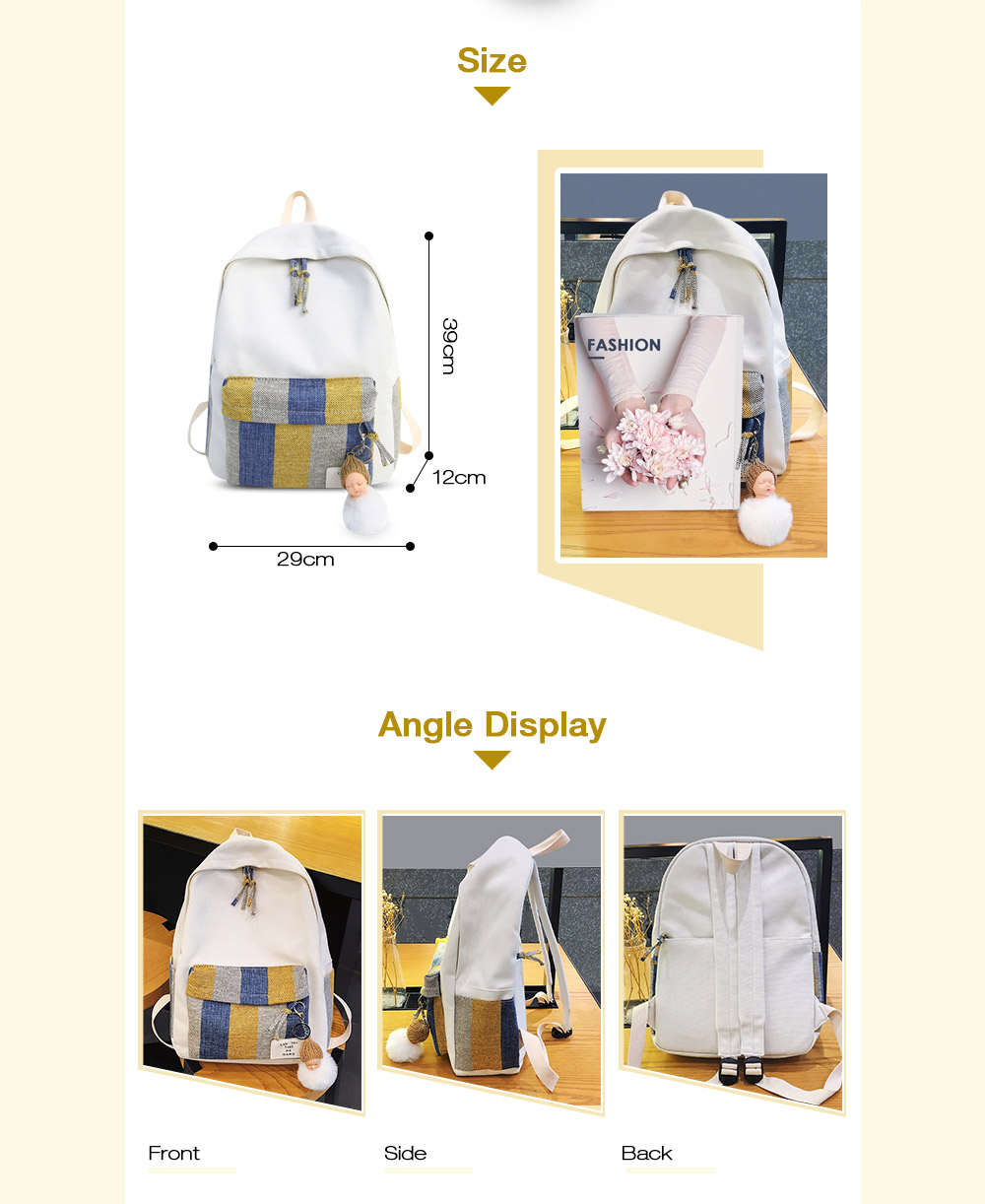 Guapabien Simple Design Fresh Style Student Backpack for Girls