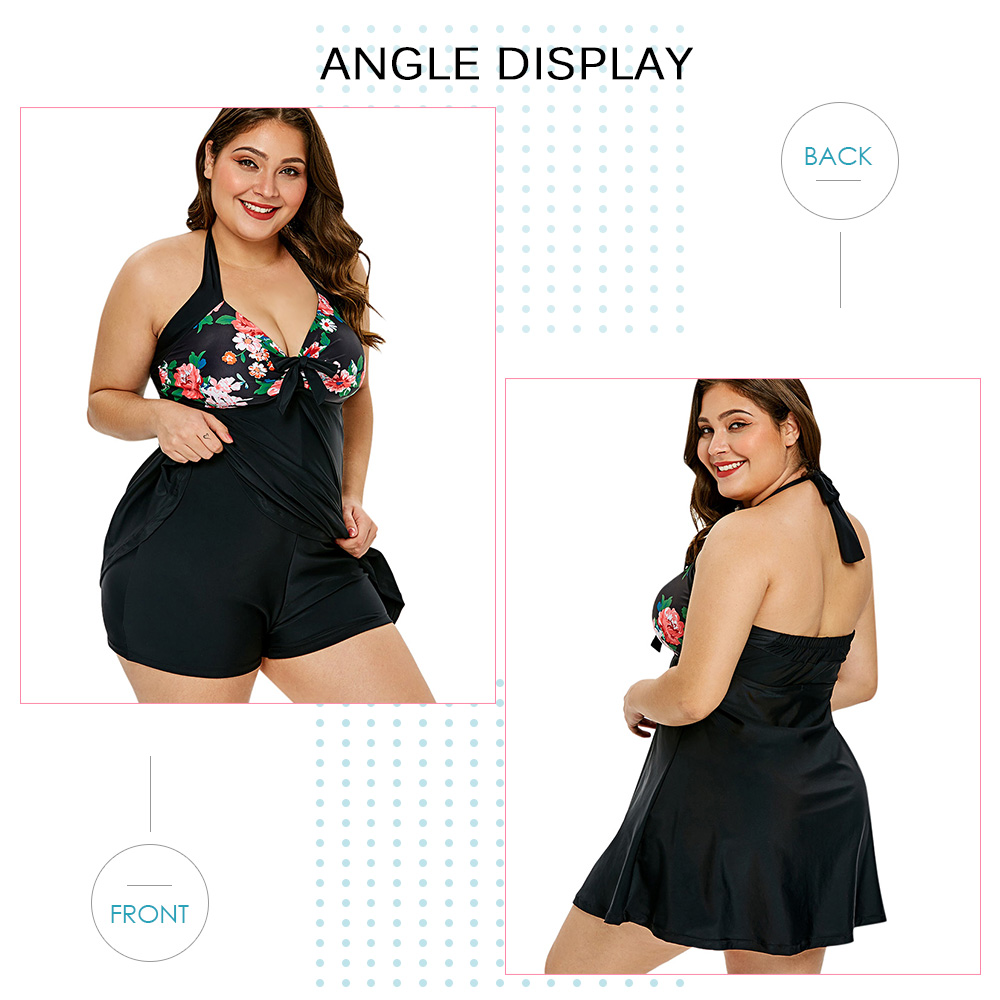 Plus Size Floral Print Padded Swimsuit