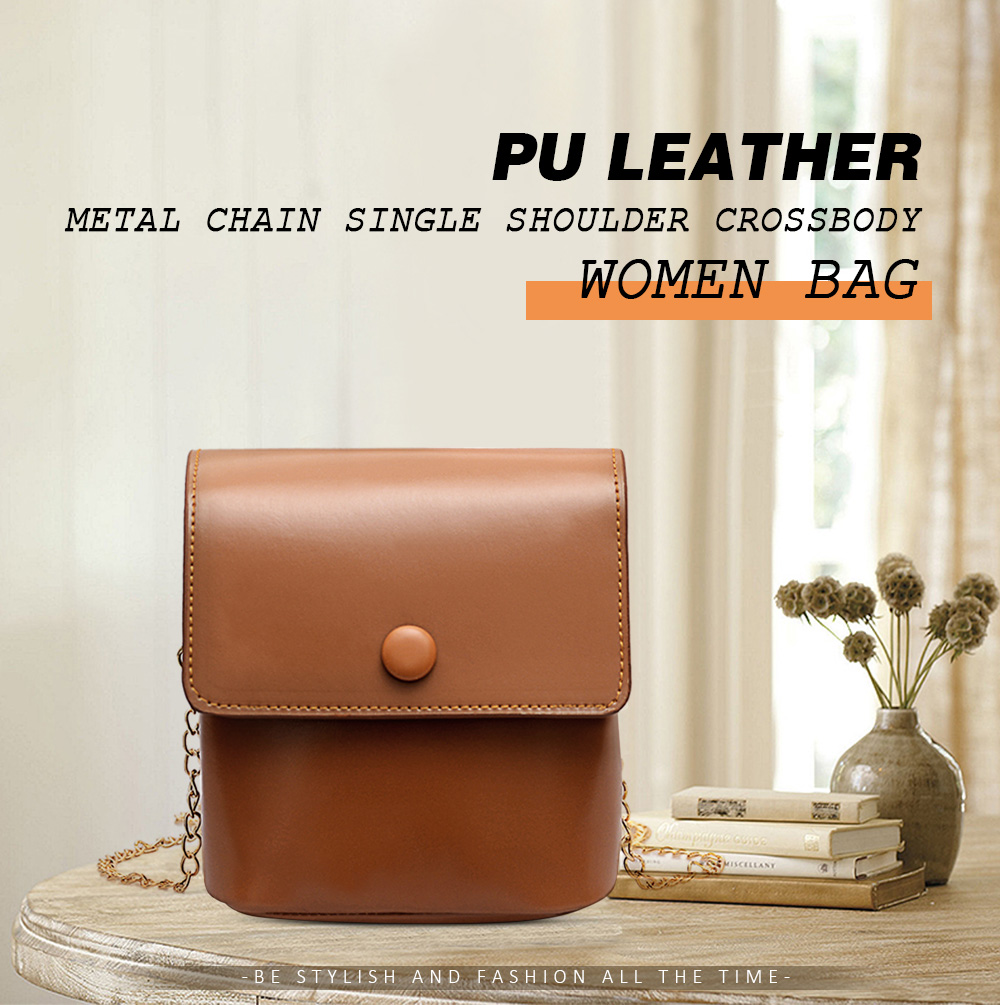Guapabien PU Leather Metal Chain Single Shoulder Crossbody Women Bag