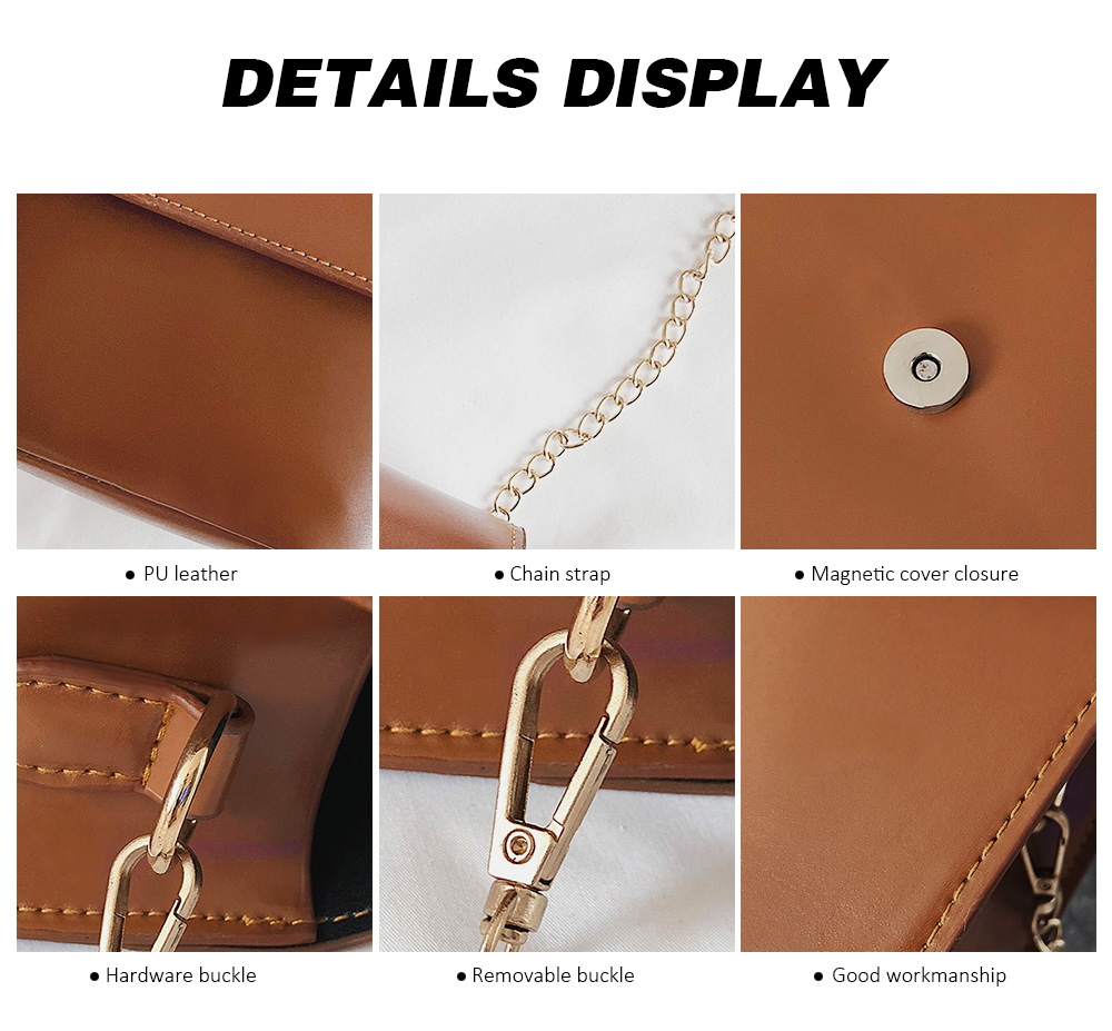 Guapabien PU Leather Metal Chain Single Shoulder Crossbody Women Bag