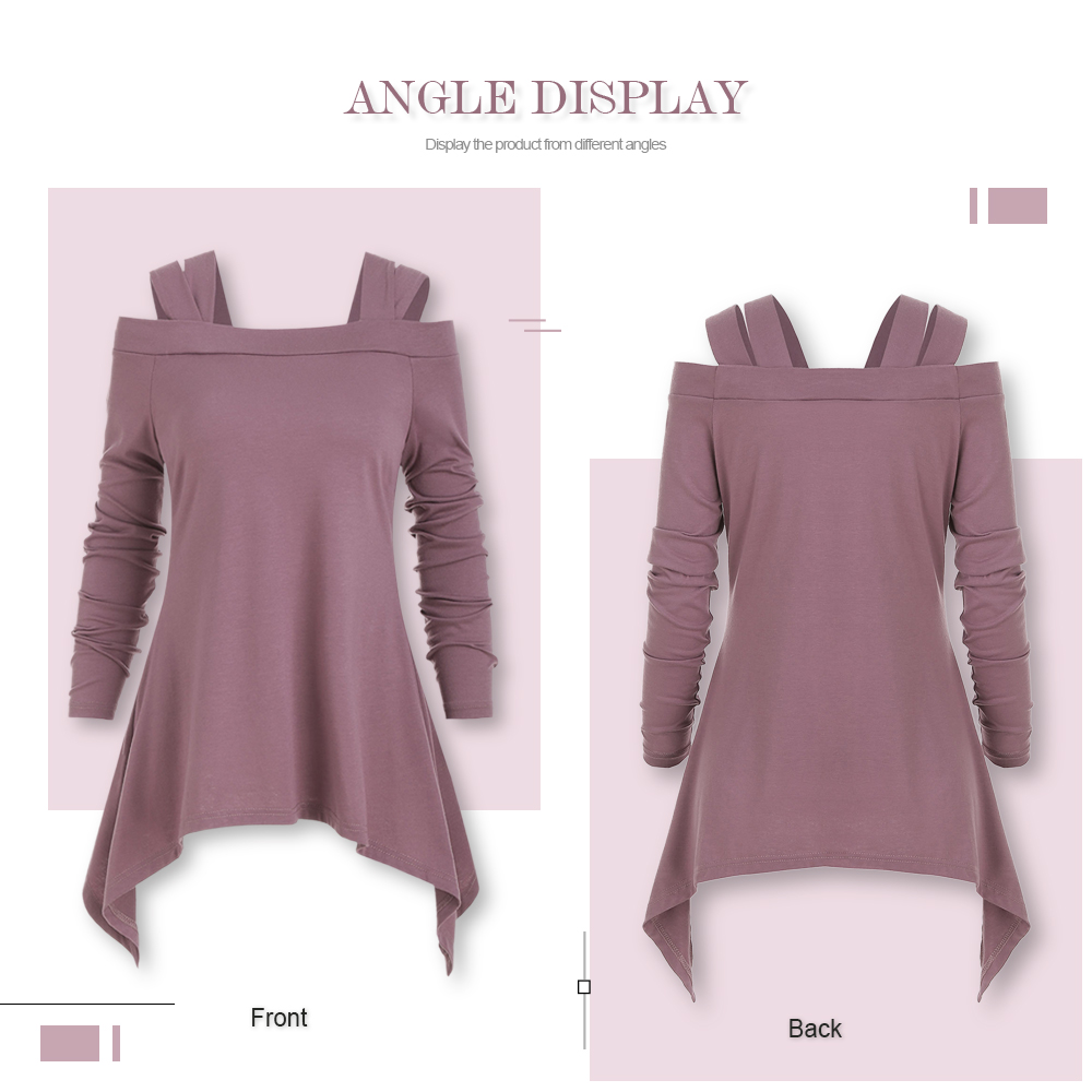 Asymmetric Long Sleeve Cold Shoulder Tee