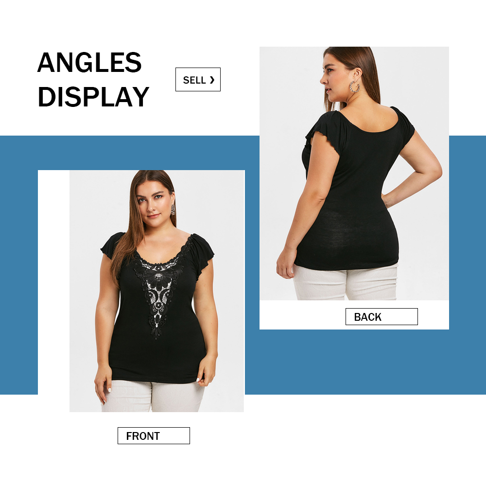 Plus Size Lace Applique T-shirt