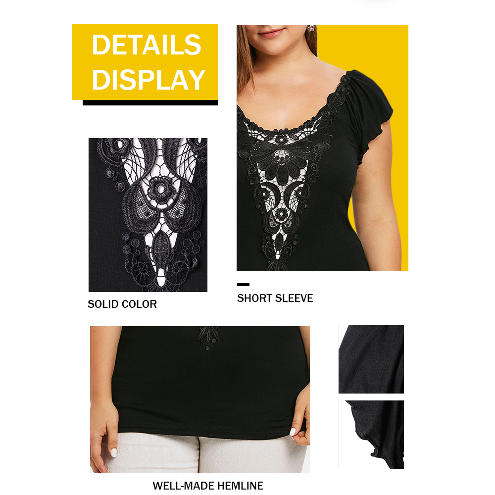 Plus Size Lace Applique T-shirt