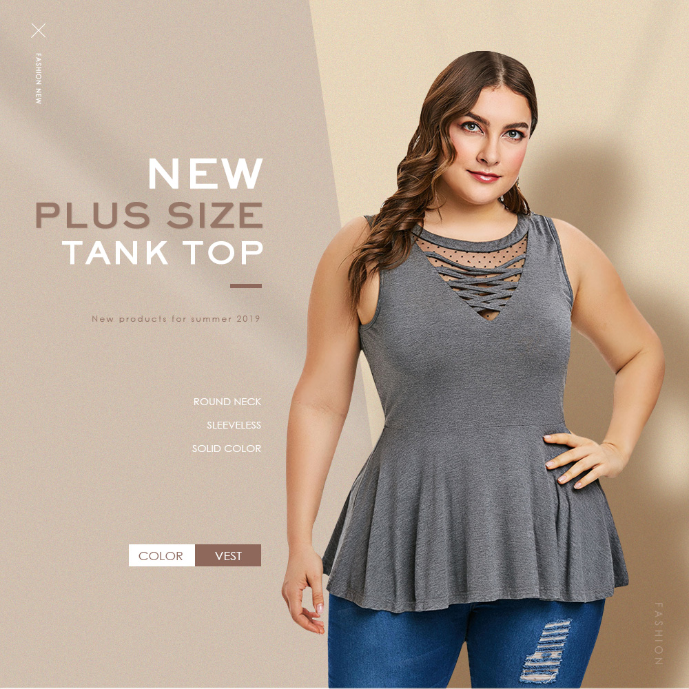 Plus Size Criss Cross Peplum Tank Top