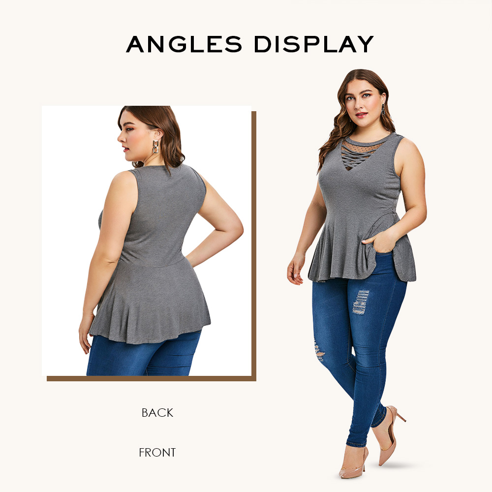 Plus Size Criss Cross Peplum Tank Top