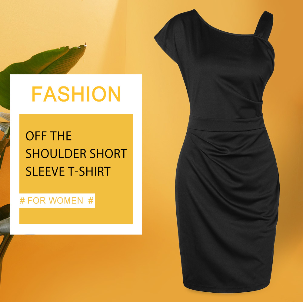 Skew Collar Solid Sheath Dress