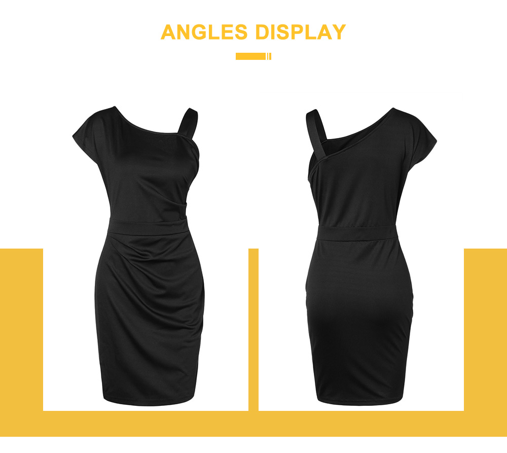 Skew Collar Solid Sheath Dress