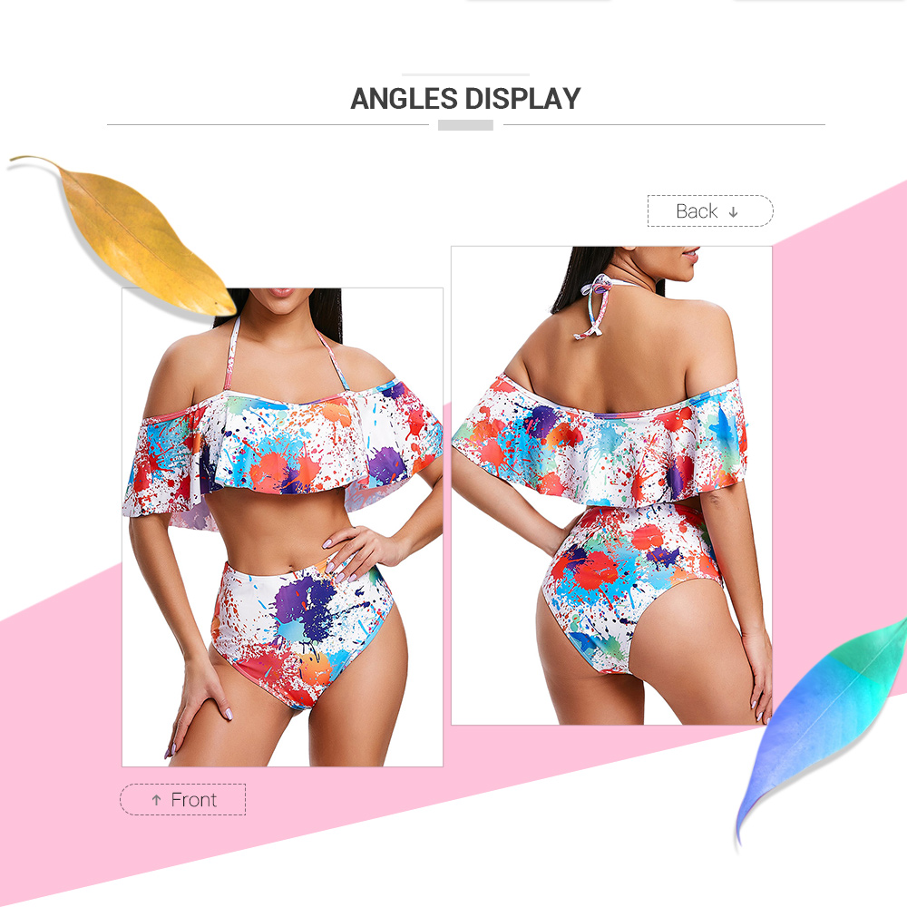 Paint Splatter Ruffle Bikini Set