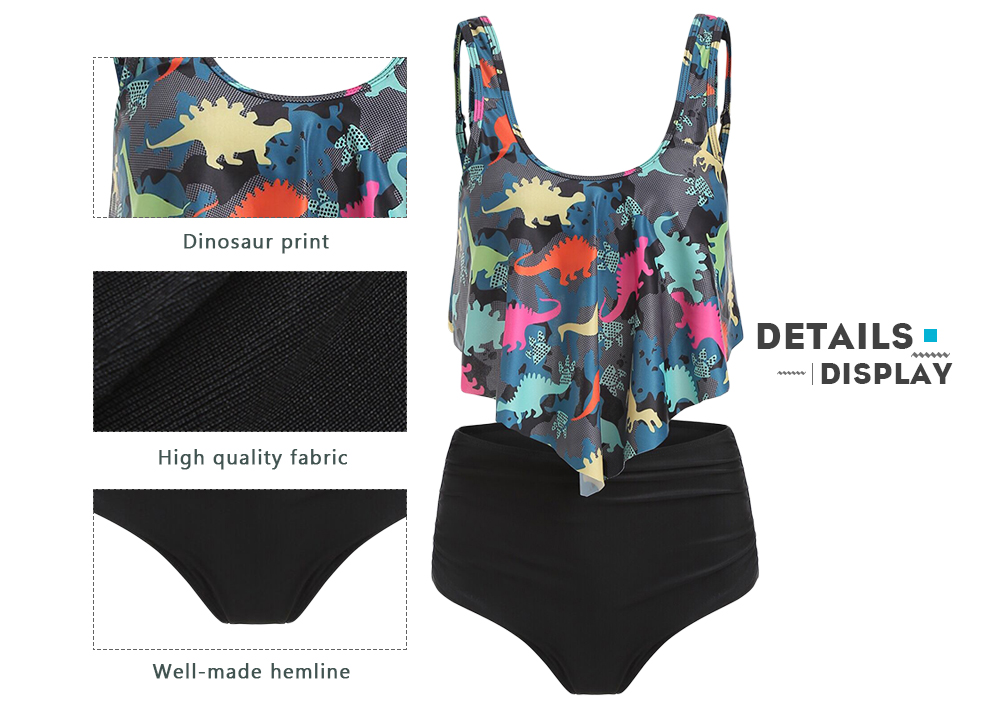 Dinosaur Print Ruffle Tankini Set