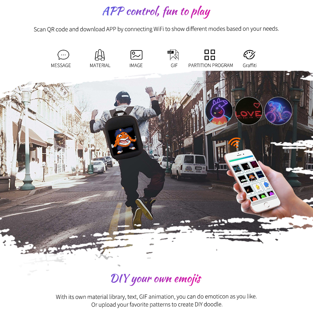 Fashion WIFI Version Smart Led Dynamic Backpack