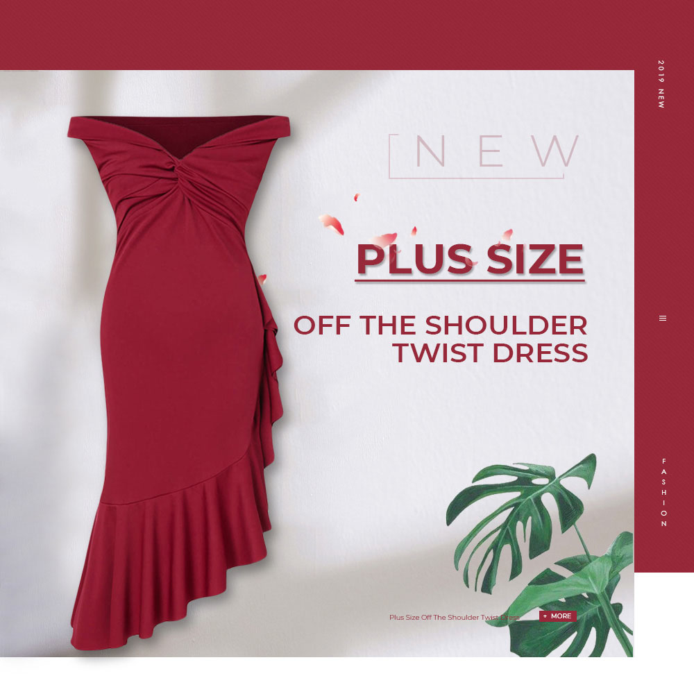 Plus Size Off The Shoulder Twist Dress