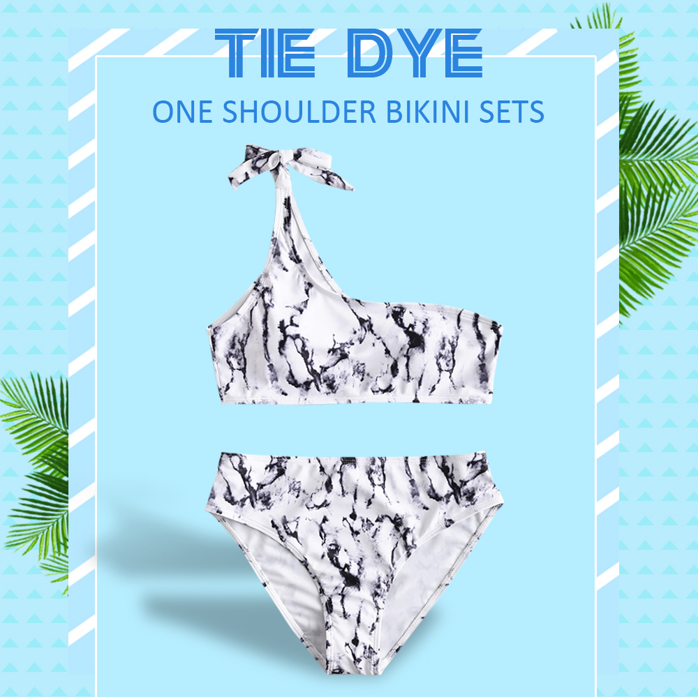 Tie Dye One Shoulder Bikini Sets