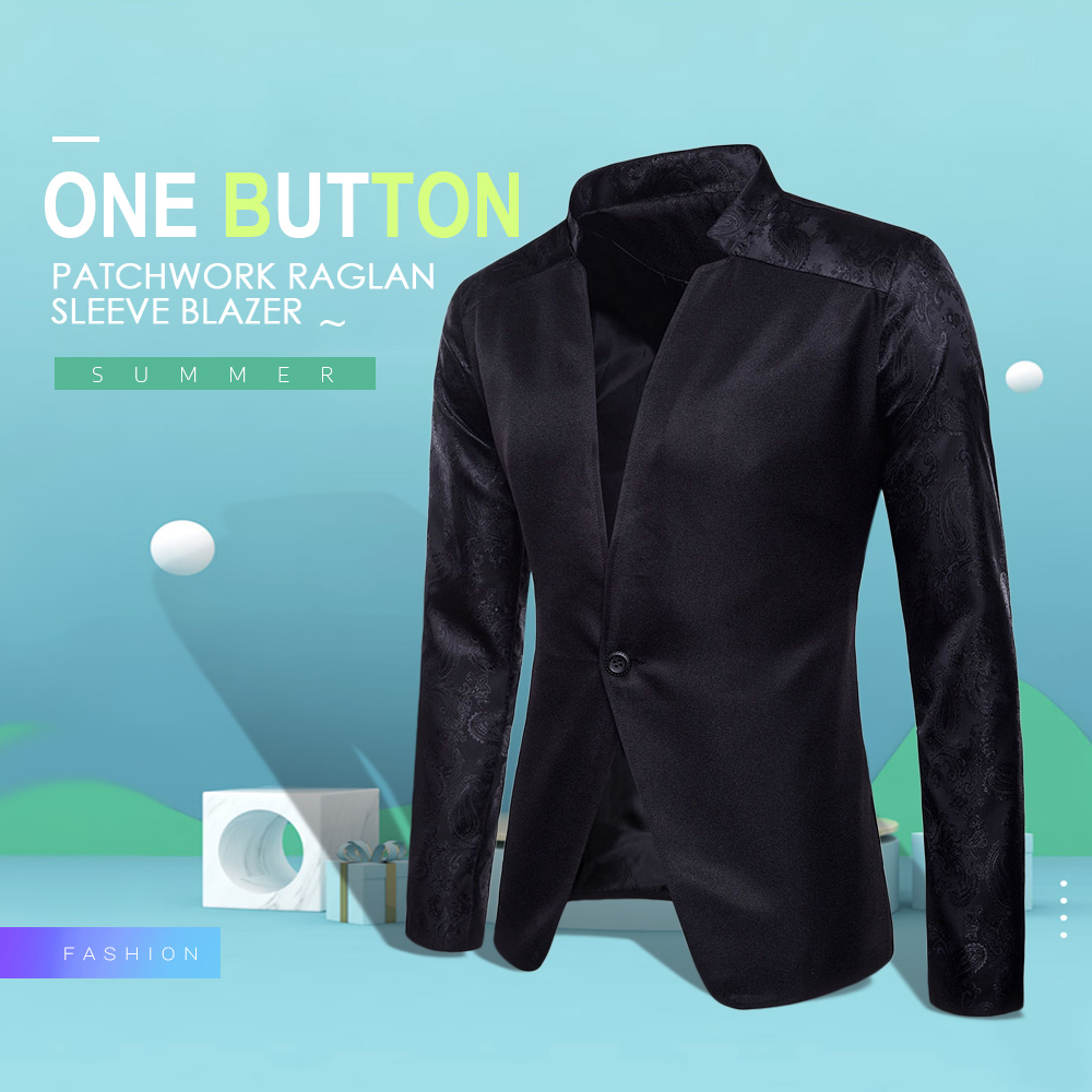 One Button Patchwork Raglan Sleeve Blazer