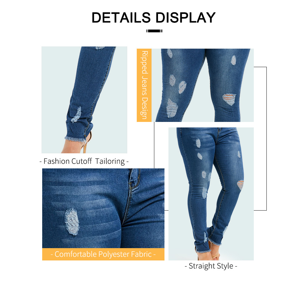 Plus Size Ripped Denim Jeans