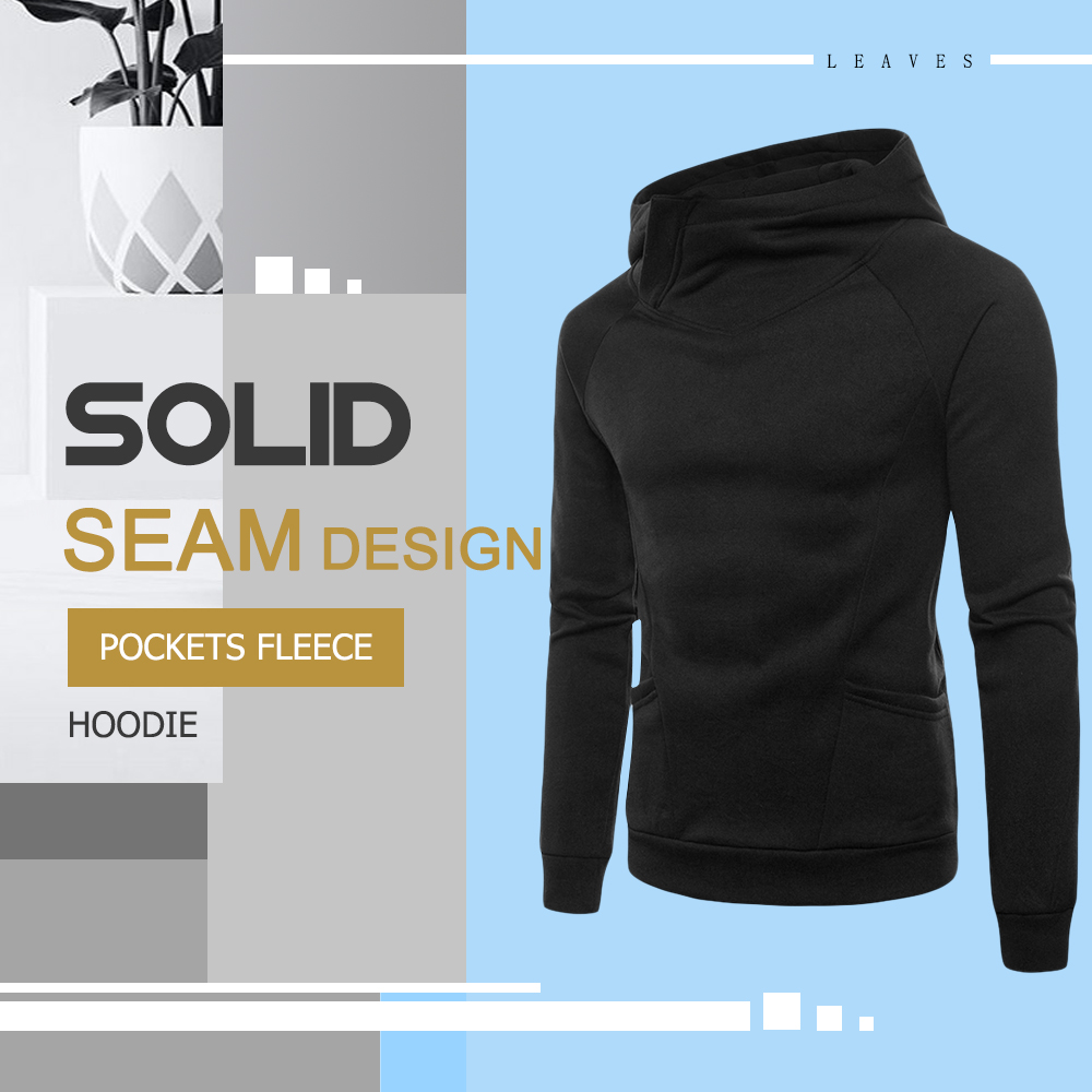 Solid Seam Design Pockets Fleece Hoodie