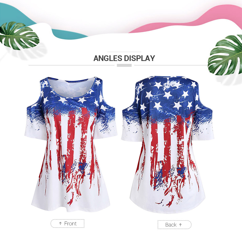Plus Size American Flag Flare Sleeve T Shirt