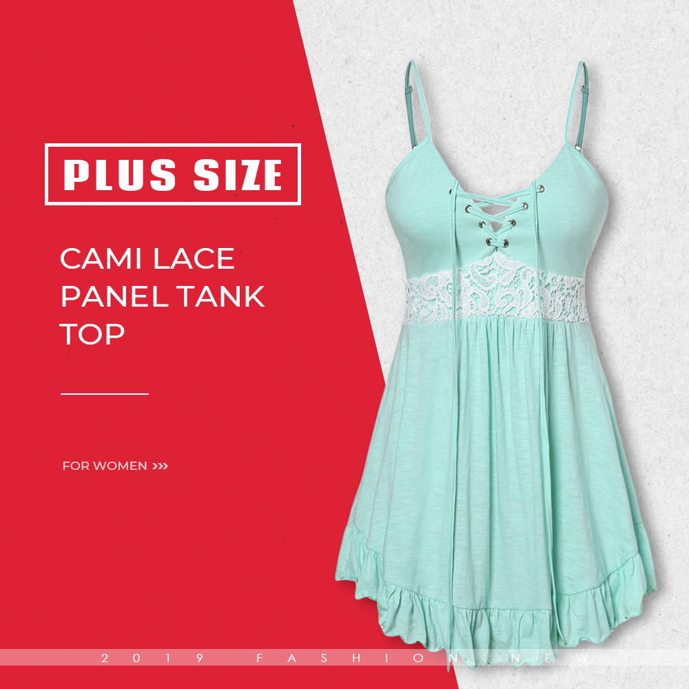 Plus Size Cami Lace Panel Tank Top