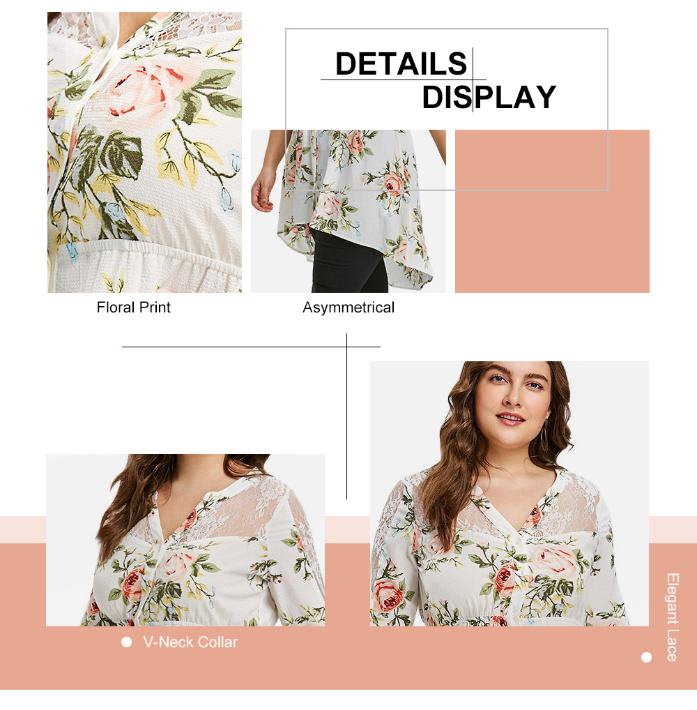 Plus Size Floral Print Button Up Blouse