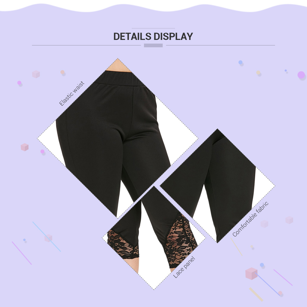 Lace Panel Plus Size Capri Leggings