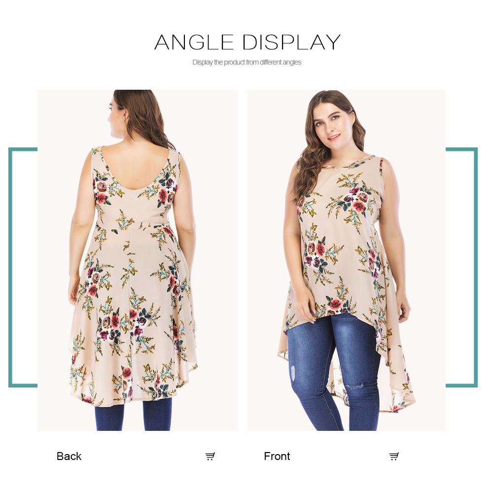 Plus Size Floral High Low Longline Blouse