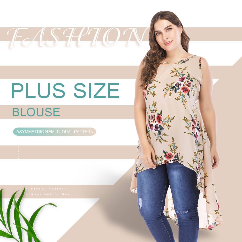 Plus Size Floral High Low Longline Blouse