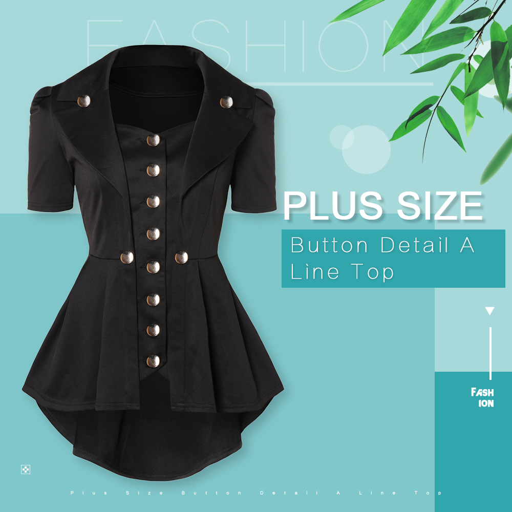 Plus Size Button Detail A Line Top