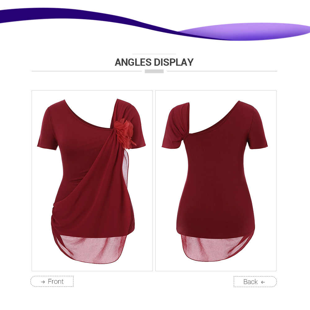 Plus Size Solid Asymmetrical T Shirt