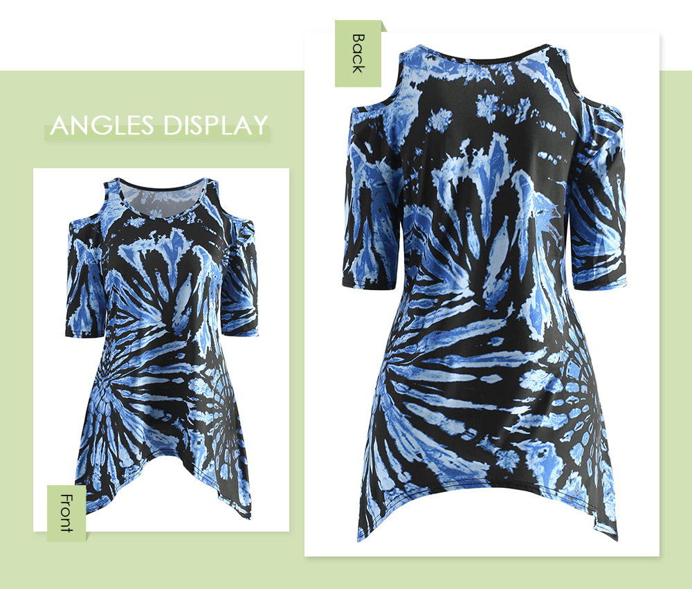 Cold Shoulder Tie Dye Blouse