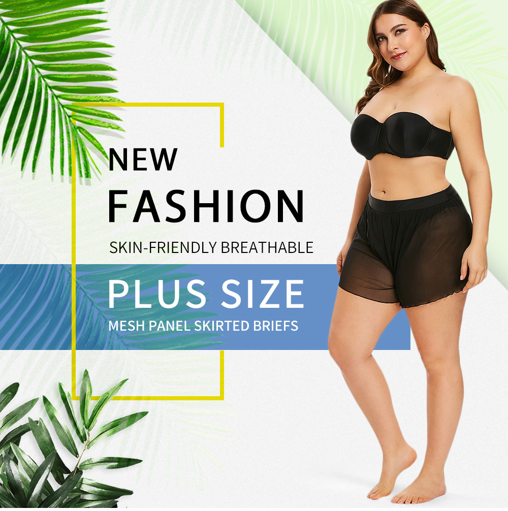 Plus Size Mesh Panel Skirted Briefs