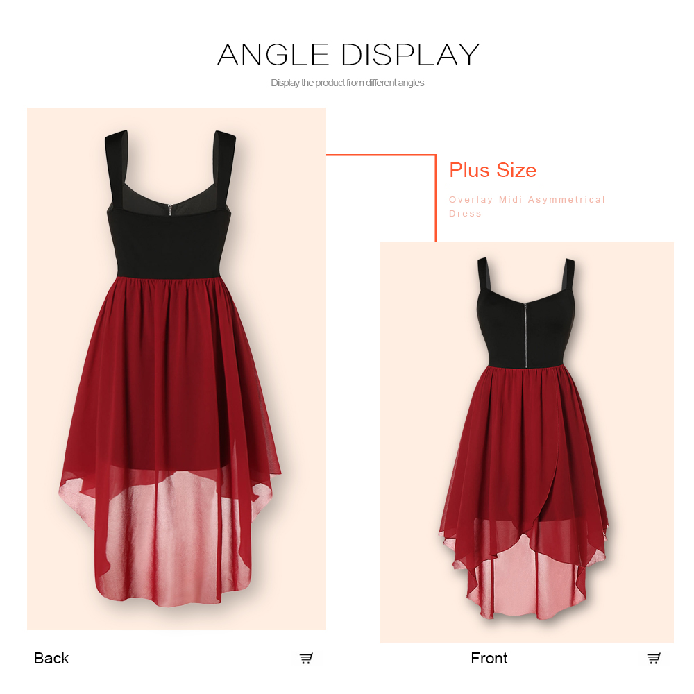 Plus Size Overlay Midi Asymmetrical Dress