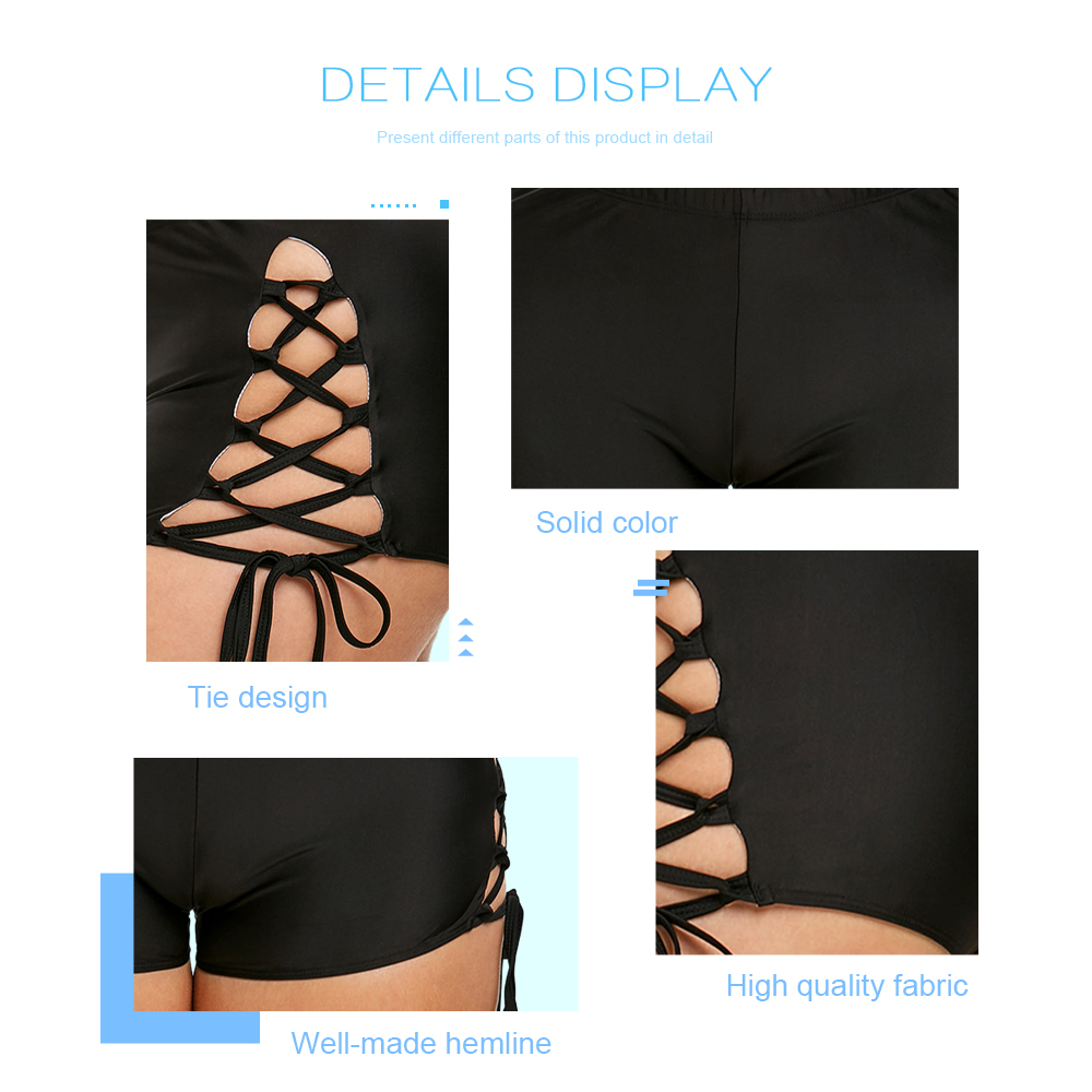 Plus Size Side Lace Up Elastic Waist Swim Shorts