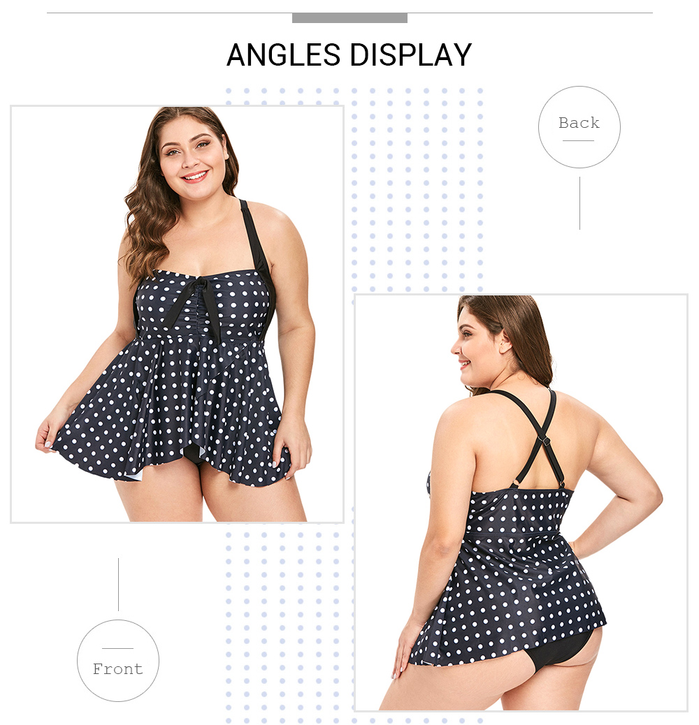 Plus Size Polka Dot Skirted Tankini Set